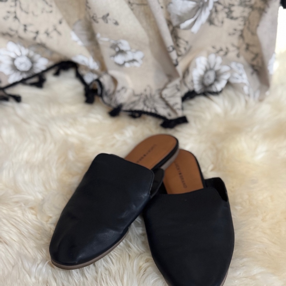 Black Leather Women's Mules Lucky Brand